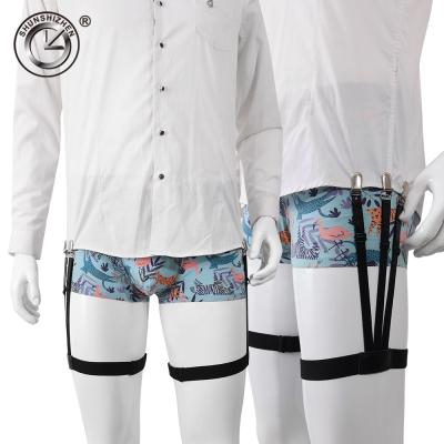 China Polyester + Elastic Wholesale Black Shirt Suspenders Adjustable Men's Shirt Strap for sale