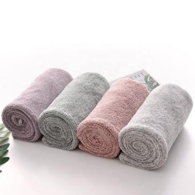 China Charcoal Fiber Solid Color Absorbent Dry Hair Compressed Bamboo Towel With Microfiber Hair Towel Wrap For Women for sale