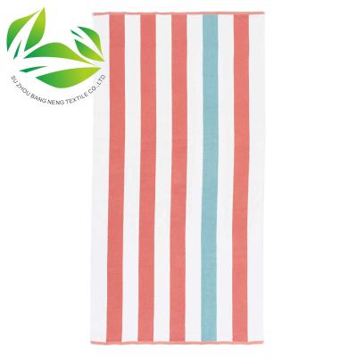 China Compressed Luxury Quality Microfiber Cloth White Pink Stripe 100% Cotton Beach Towels Beach Towel Cotton Towel for sale