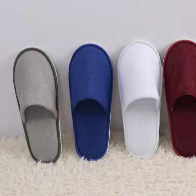 China OEM Logo Wholesale Cheap Disposable White Lightweight Custom Guest Bedroom Slippers for Spa Cotton Terry Velor Eva Sole Hotel Slippers for sale