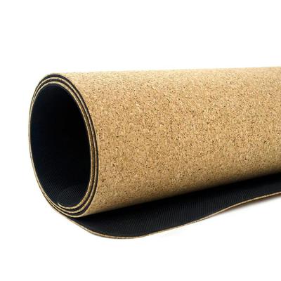 China Eco Friendly Nature Logo Pattern Non Slip Rubber Custom Natural Rubber Colorful Strip Cork Yoga Mat for sale