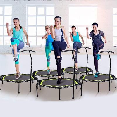 China Without Bar Protective Net Home Fitness Indoor Bungee Rebounder Jumping Cardio Trainer Workout Trampoline With Adjustable Handle for sale