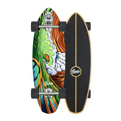 China Youth 32inch Pumping Propeller Simulated Surfing Skateboard Dual Steering Custom Land Surfboard Smooth for sale