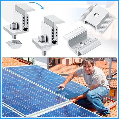 China Aluminum Mid Clamps Solar Panels Mounting System Customized Thickness for sale