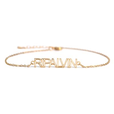 China TRENDY Gold Plated Custom Personalized Stainless Steel Letter Name Bracelet for sale