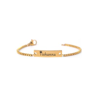 China Stainless Steel Stainless Steel 18K Gold Plated Personalized Name Plate Bracelet Kids for sale