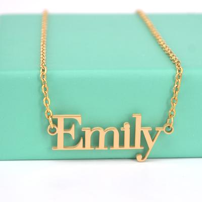 China CLASSIC Personalized Custom Letter 24K Gold Plated Nameplate Necklace for sale