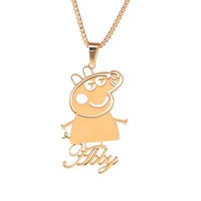 China CLASSIC Gold Plated Custom Personalized Kids Gift Cartoon Character Name Necklace for sale