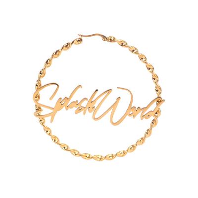 China 2021 CLASSIC Gold Plated Latest Custom Personalized Braided Name Circle Earring for sale