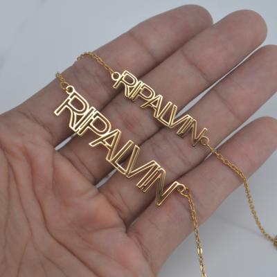 China Fashion 18k Gold Plated Personalized Custom Stainless Steel Name Plate Jewelry for sale