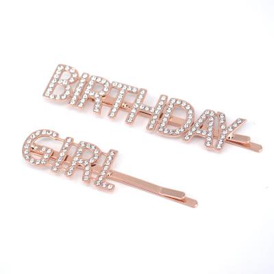 China Personalized Custom Personalized Jewelry Glitter Rhinestone Letter Name Hair Clip Hair Pin for sale