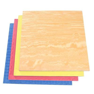 China Eco-friendly Wooden Pattern EVA Foam Interlocking Puzzle Exercise Fitness Floor Mat for sale