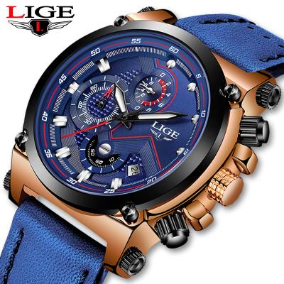 China Auto Date New LIGE 9856 Men Watch Automatic Date Male Leather Quartz Watches Men Luxury Brand Sport Waterproof Clock for sale