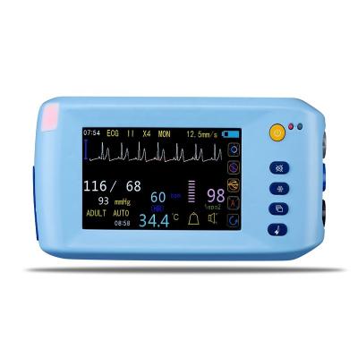 China Hospital CE Touch Screen Wall Mount Tooth Blue Rechargeable Portable Multiparameter EtCO2 Medical Patient Monitor Optional for sale