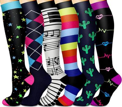 China Custom Wholesale Logo Anti-Fault Unisex High Knee Sports Compression Stocking Socks 15-20 20-30 mmHg Medical for sale