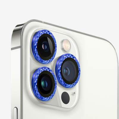 China Colorful Camera Diamond Camera Lens Protector Screen Protector Aluminum Alloy Cover Film For iphone 13 pro blue 11 12 max for sale