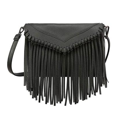 China Fashion PU Branded Name Handbags Hobo Fringe Leather Cross - Body Tassel Purse Vintage Small Purse for sale