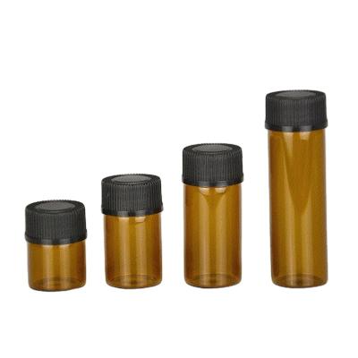 China Essential oil 1ml, 2ml 3ml 5ml 10ml 15ml 20ml 30ml essential oil amber glass bottles with bottle cap and cover for sale