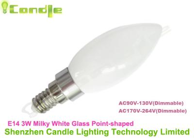 China Milky White Glass 3 Watt E14 Led Candle Light Bulb For Home , School , Library for sale