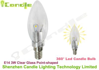 China 360 Deg 3w E14 Led Candle Bulb Clear Glass Point Shaped for Supermarket , Shop for sale