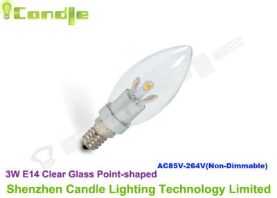 China Warm White E14 LED Candle Bulb Dimmable Clear Glass Point Shaped For Hotel for sale