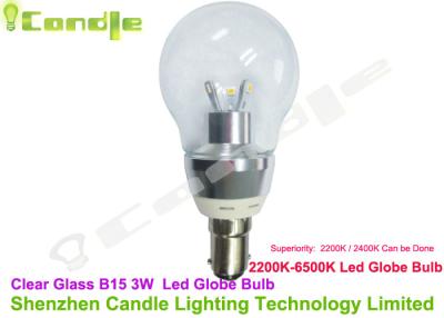 China Transparent Glass Led Globe Bulb 3w 5500k 210-270lm B15 Base 2835 for sale