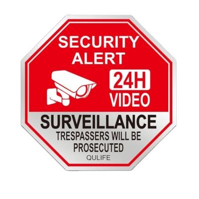 China Warning Sign Aluminum Laminated For Ultimate UV Business Security CCTV Camera Video Warning Sign for sale