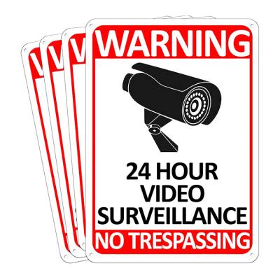 China Reflective Warning Sign Warning 24 Hours Surveillance Metal Sign Security Camera Video System On Yard for sale