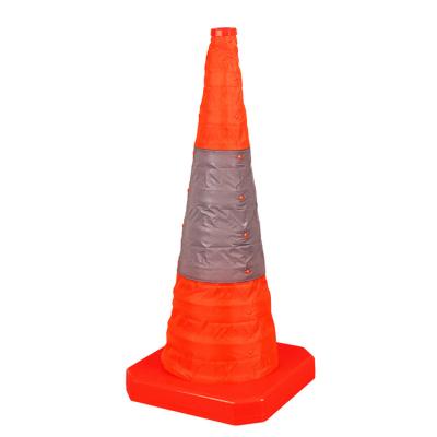 China PP or ABS Traffic Road Safety Cone Road Safety Led Cone Reflective Folding White Led Light Traffic Cone for sale