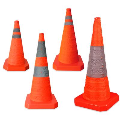 China Orange Retractable Collapsible Traffic Cone ABS Or PP Safety Traffic Safety Low Cone for sale