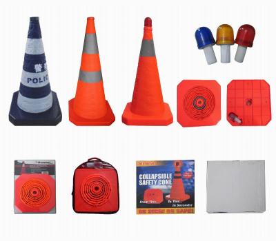 China ABS PP Base Retractable Collapsible Traffic Safety Cone With LED Light for sale