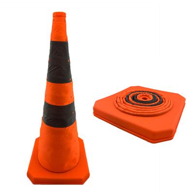 China Folding PP or ABS Safety Telescopic Cones Road Parking Cones Pop Up Fluorescent Reflective Traffic Cones for sale