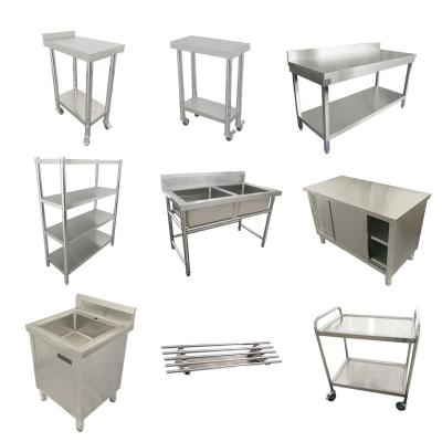 China Commercial Supplying Assembly Equipment Stainless Steel Prepared Work Table Sinks Cabinet For Hotel for sale