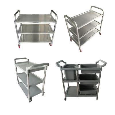 China Treshin Commercial Kitchen Restaurant Serving Trolley Stainless Steel Catering Plastic Trolley for sale