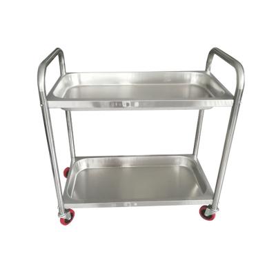 China Professional Assembly Treshin Kitchen Rack Two Layer Trolley Cart Cleaning Food Cart With Wheels for sale