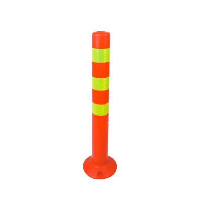 China Red road equipments and yellow pe road traffic warning column with rubber base for sale