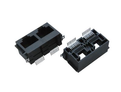 China Top enter 2 port 8P8C SMT RJ45 connector , Modular RJ45 Surface Mount for sale