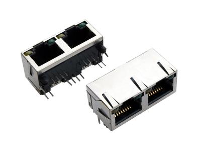 China 8P8C 2 Port RJ45 Modular Jack , Female To Female RJ45 Shielded Connector for sale