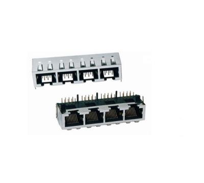 China Vrouwelijke 1x4 Rj45 4 Havens Modulaire Hefboom met EMI Ethernet Schild Te koop