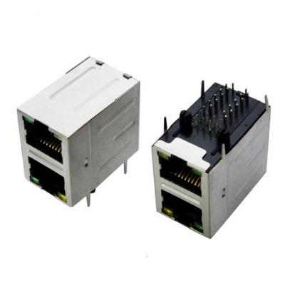 China Integraged Magnetic Stacked RJ45 Modular Jack Connectors for Lan Switch for sale