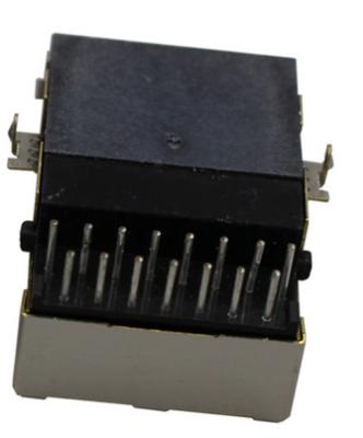 China Plate PCB RJ45 Jack Connector Vertical with Plating 1000base Single for sale