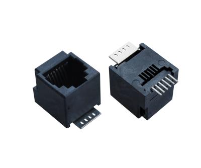 China 180 Degree SMD RJ11 RJ45 Jack , 6P6C Rj45 Modular Jack Single Port Female Connector for sale