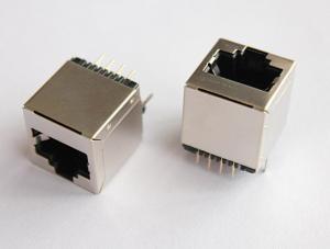 China Professional 8p8c Rj45 Pcb Socket / Rj45 Vertical Jack Thermoplastic Housing for sale