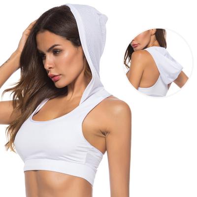 China Wholesale Breathable White Sports Bra Women Running Bra Quick Dry Hoodie Racerback Tank Top Sports Bra for sale