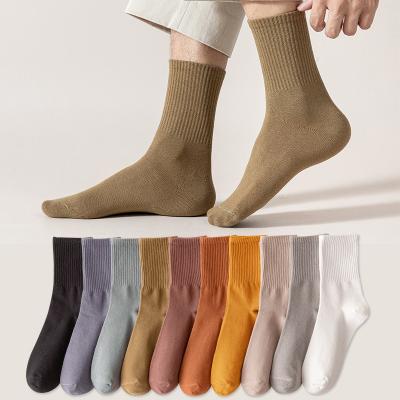 China New Design Plain Solid Color Business QUICK DRY Dress Socks Cotton Mens White Black Crew Socks for sale