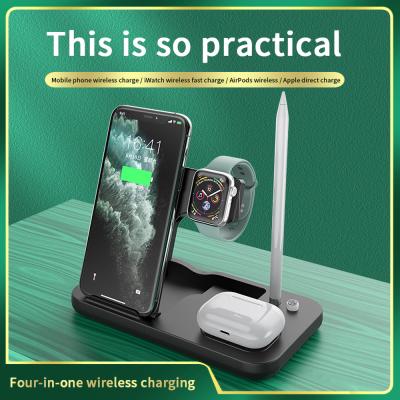 China Multifunctional Foldable Mobile Phone Charging Station Qi Fast Dock 4 in 1 15w Wireless Charger for sale