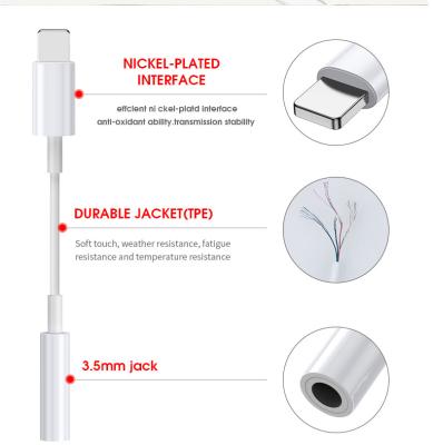 China Cell Phone Fit For Apple Lightning To 3.5 Mm Earphone Jack Adapter For iPhone for sale