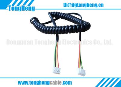 China Gas and Oil Resistant Glossy Black Spiral Power Cord Cable With JST Connectors Terminated for sale