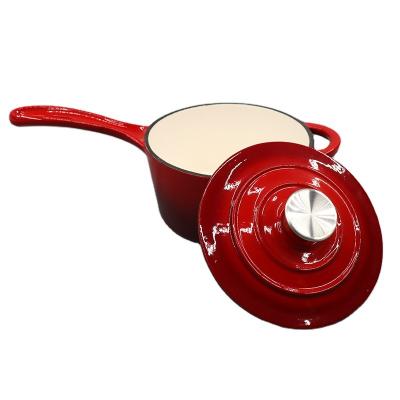 China Viable Luxury Fashion With Lid Design Single Handle Enamel Cast Iron Pan Cookware For Outdoor Camping Small for sale