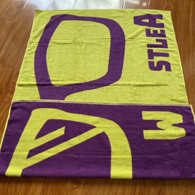 China Jacquard Child Safe 100% Cotton Woven Beach Towel With Logo for sale